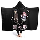 Anime A Silent Voice Koe No Katachi Hooded Blanket 3D Printed Wearable Blanket Cloak Shawl Warm...