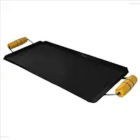 Chapa Grande 42 x 23 Cm Lanches Hambúrguer Fogão Churrasqueira C/Cabo Madeira Multiuso