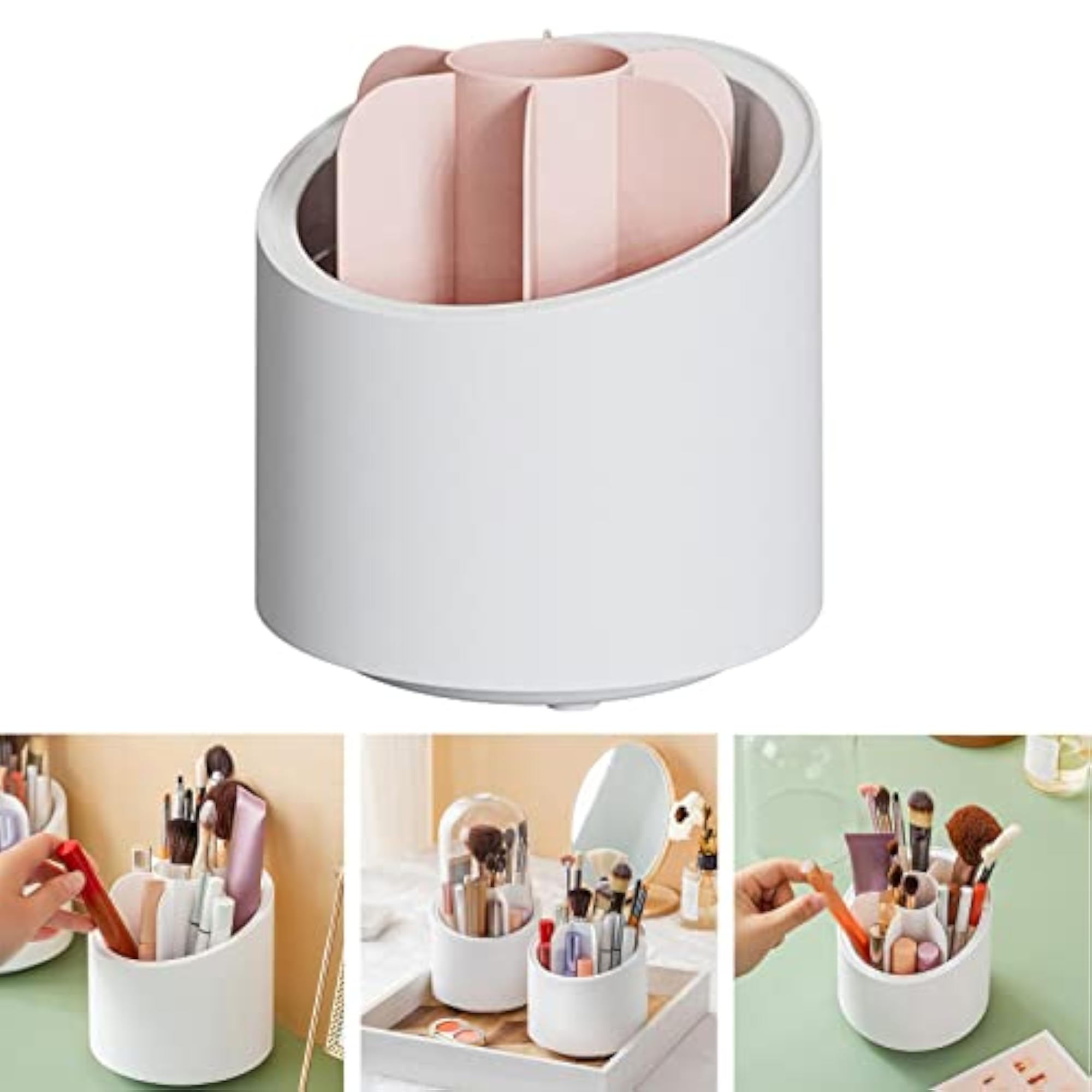 360 Degree Rotating Makeup Brush Holder in Pink