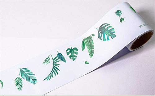 Bordure de papier peint autocollant Feuille verte Frise Murale Adhesive Bordure imperméable en PVC Plinthe amovible Décoration Murale pour cuisine salle de bain 12 X 300CM Cover