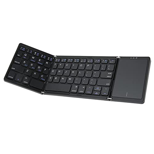 Sanpyl Foldable Bluetooth Keyboard with Touch Panel, 3 Devices Connection Ultra Slim Portable Keyboard, Mini Pocket Travel Keyboard, for Laptop Tablet Smartphone