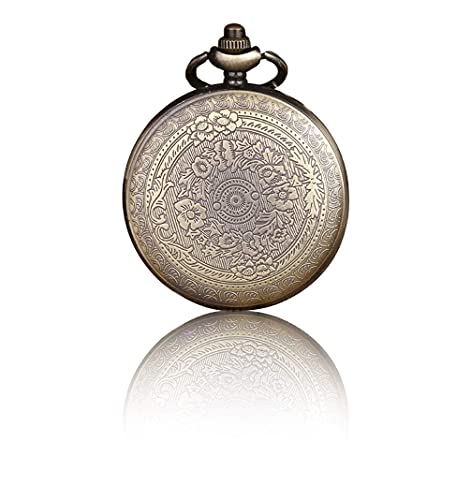 Image of AUGEN Pocket Watch Metal Keychain Son Retro Vintage for Gifting With Key Ring Anti-Rust (Pack Of 1)
