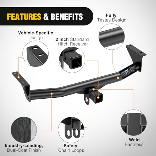 Image of Nilight Class 3 Trailer Hitch 2 Inch Receiver Tow Hitch Compatible with Chevrolet Colorado /GMC Canyon 2015 2016 2017 2018 2019 2020 2021 2022 Black Powder Coated