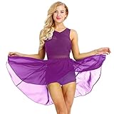 YiZYiF Vestido Danza Ballet Mujer Maillot Baile Moderno Chica Vestido Danza Comtemporánea Falda Gasa Asimétrica Traje Bailarina Actuación Morado A S