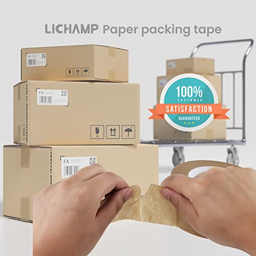 Lichamp Brown Packing Tape, Kraft Paper Tape Brown Gummed Tape For Packing Boxes, Shipping Cardboard And Carton Sealing, 6 Rolls X 2 Inch X 55 Yard X 7 Mil, B206Bn #TOP6