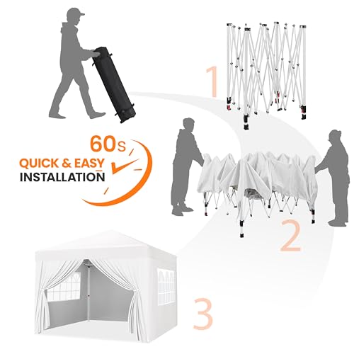 Yaheetech 10x10 Pop Up Canopy with 4 Removable Sidewalls, Portable Enclosed Instant Tent, Waterproof Outdoor Tent, Beach Sun Shelter with 4 Sandbags, 12 Stakes & 4 Ropes, White by Yaheetech - Image 6
