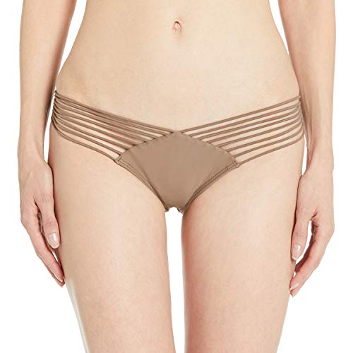 Luli Fama Women's Cosita Buena Strappy Brazilian Ruched Back Bikini Bottom, Sandy Toes, L