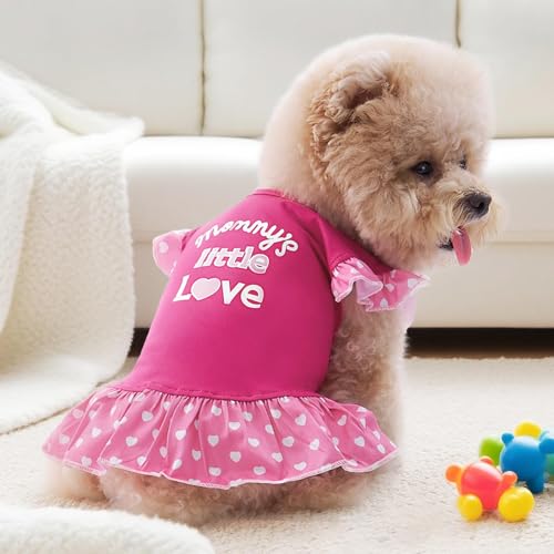 XPUDAC 4 Pack Pet Dog Dress Dog Clothes Girl Puppy Shirt Yorkie Clothes Cute Doggie Dress Pet Apparel for Small Dogs and Cats (Pink Angel, Small(4.5-8lbs))