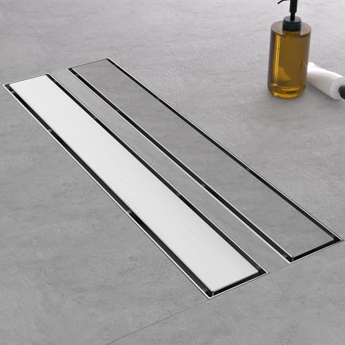 EBYTE 24 Inch Linear Shower Drain, with Tile Insert Grate (Brushed Nickel)