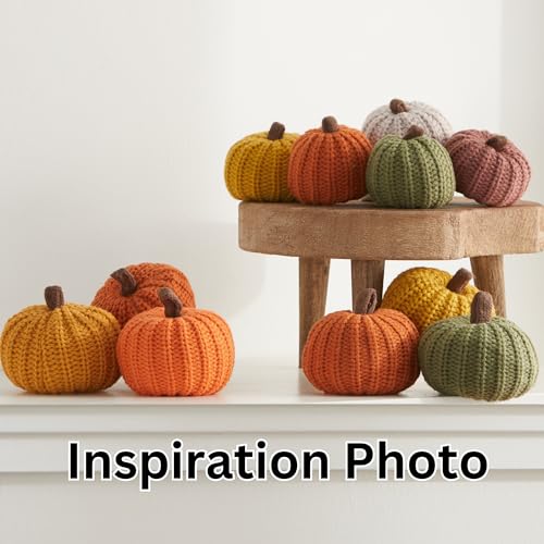 Image of Mini Knit Pumpkins, Orange, Set of 12 (Mini Orange Set 12) | Fall Decor, Bowl Fillers, Gold Accents, Thanksgiving Tablescape