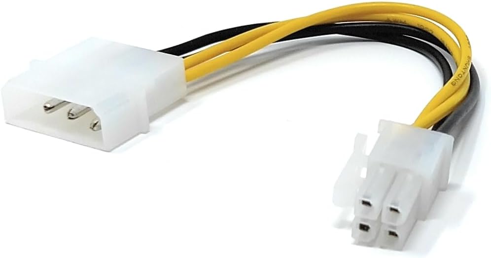 1pcs. Molex to 4-Pin P4 Power Cable - 4-Pin Square Connector for Motherboards, HDDs, SSDs, and Optical Drives (For PSUs Without P4 Connector)