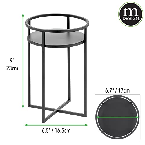 Mdesign Small Mid Century Planter Indoor/Outdoor Modern Plant Stand For Flowers, Greenery, Succulents, Vases And Pots - Metal Steel Design - 9" Tall - Matte Black #TOP2