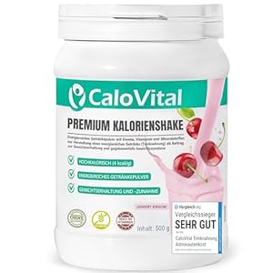 Drankvoeding met hoge calorieën, voor gewichtstoename | koolhydraten & eiwitten als calorie-shake | hoge dosis met veel vitaminen | CaloVital – premium kwaliteit uit Duitsland (yoghurt kersen 500 g)