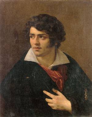 Peinture à l'huile d'un portrait de jeune homme par Girodet pour décorer un bureau