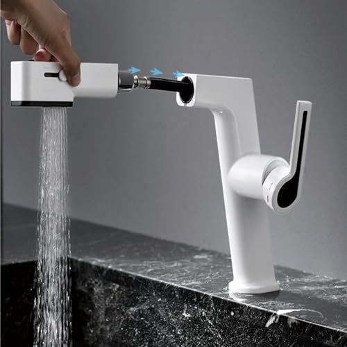 Robinet mitigeur eau chaude et froide blanc au design minimaliste
