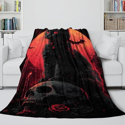 Couverture chat noir en microfibre 127x152 cm pour lit et canapé - 5