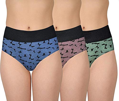 Selfcare Women's Cotton Sinker High Rise Waistband Full Covrage Tummy Control Hipsters Panties Pack of 3