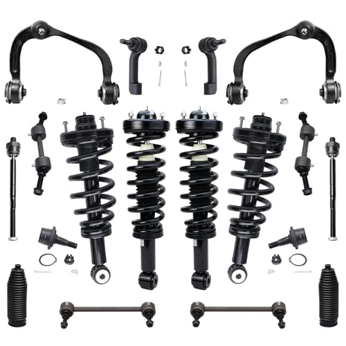 Image of Detroit Axle - 18pc Front End Suspension Kit for 2007-2013 Ford Expedition Lincoln Navigator, Upper Control Arms Tie Rods Boots Ball Joints Front & Rear Struts w /Coil Spring Sway Bars Replacement