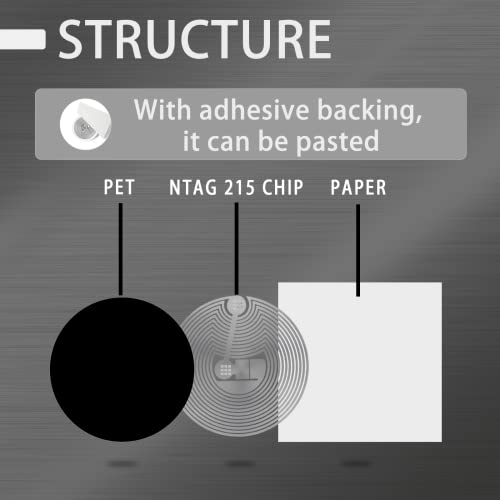 Image of 10 pcs NFC Stickers NFC Tags Black NTAG215, BABIQT Rewritable NFC 215 Tag Round NFC Labels 25mm (1 inch) NFC Chip Compatible with iOS TagMo and All NFC-Enabled Devices