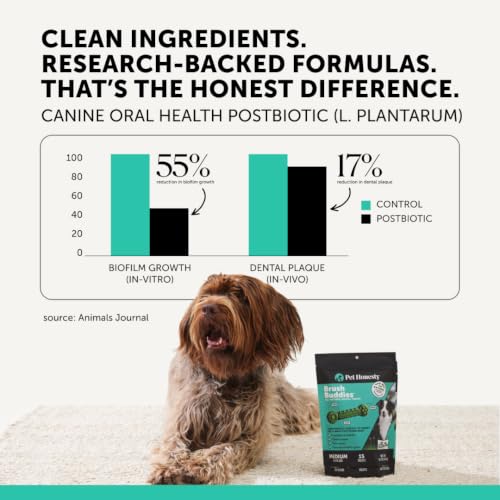 Image of Brush Buddies Long Lasting Dog Dental Chews - All Natural Dental Sticks for Teeth Cleaning Plaque Off + Tartar Remover for Dogs - Dog Dental Treats + Breath Freshener - Large Sized Dogs (8 Count)