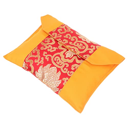 Alipis Silk Scripture Storage Envelope Vintage Chinese Style Pouch for Buddhist Texts Lightweight and Easy to Clean for Travel and Daily Use Red Color Design