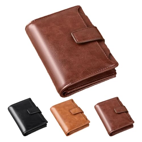 Peachloft Wallet, Peachloft Men's RFID Shielded Bifold Wallet, Shielded Bifold Wallet,Men's Multi Card Wallet, 14 Card Slots (Brown)