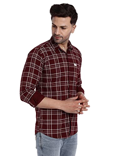 Image of Majestic Man Slim Fit Cotton Casual Check Shirt for Men