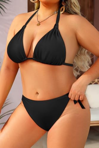 Women Plus Size Bikini Set - Two Piece Triangle Swimsuits Halter String Bathing Suit 2025 Tie Swimwear3
