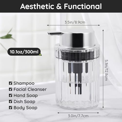 Image of Segbeauty Clear Foaming Soap Dispenser, 2 Pack 10.1oz Refillable Plastic Hand Soap Lotion Dispenser Set, 300ml Bathroom Soap Dispenser Wide Mouth Foaming Pump Bottle Foam Soap Dispenser for Kitchen