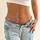 Spetsbst Bauchkette Gold Damen, Körperketten Bauch und Verstellbar für Frauen Mädchen, Taillenkette Bikini Sommer Taillenschmuck Belly Waist Chain (Doppellagiger Strassanhänger)