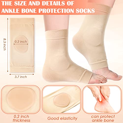 Geyoga 2 Pairs Ice Skating Socks for Women Figure Skating Protect Tendon Heel Ankle Padded Guards Sleeve Pad Ski Splints(Beige Color) - Thumbnail 4