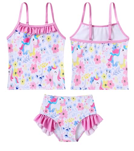 Image of BFUSTYLE Girls Swimsuit 3 Pieces Rash Guard Kids Long Sleeves Bathing Suit 3-8 Years Sun Proction Swimwear Tankini