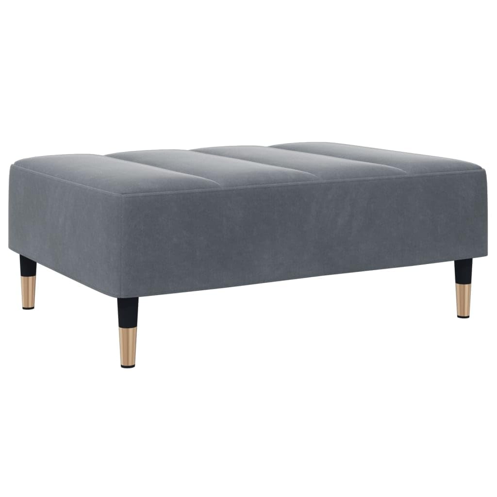 Sofá cama de 2 plazas con reposapiés y 2 almohadas, terciopelo gris
