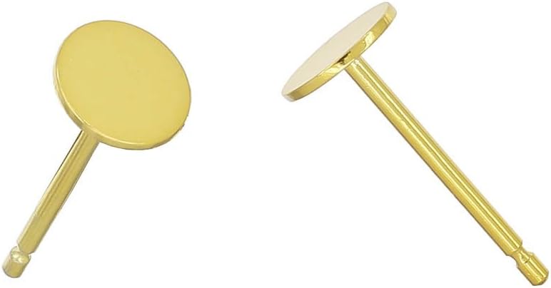 3 Pairs Sterling Silver Stud Post Earring with Glue on Flat Pad, 24kt Gold Plated