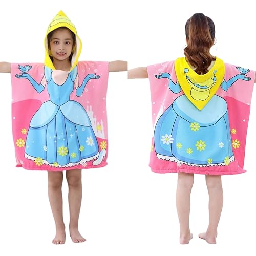 Image of TONY STARK Poncho Towel for Kids, Beach Towel with Hoodie, 60x60cm Travel Towel for 1-7 Years Girls and Boys, Soft Microfiber Sleeved Poncho (Dream Princes)