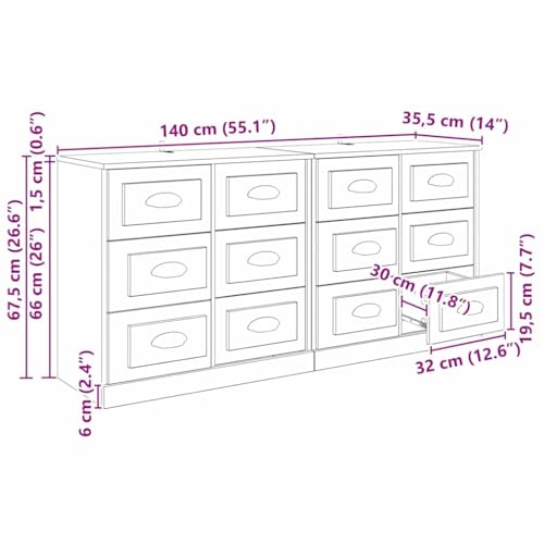 Aparadores de roble modernos con almacenamiento para comedor y pasillo pack de 2 3