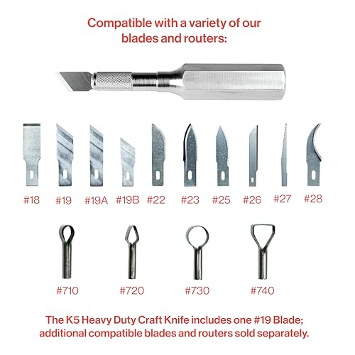 Excel Blades K6 Heavy-Duty Precision Knife – Hexagonal Metal Handle with Angled #19 Blade – Easy-Change Craft Knife for Cutting Thick Materials, Paper, Plastic and Wood - Made In USA thumbnail 8