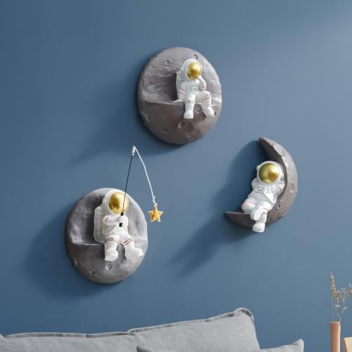 Image of XGZY Astronaut Wall Sculptures - Bedroom decor for boys - 3PCS Set