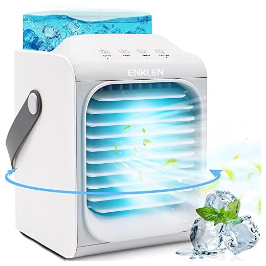 Portable Air Conditioner, 90° Oscillating Portable AC, Battery powered cordless Personal Air Cooler, Quick Cool, Suitable for Tent, Camping, Bedside, Car, Office & Study