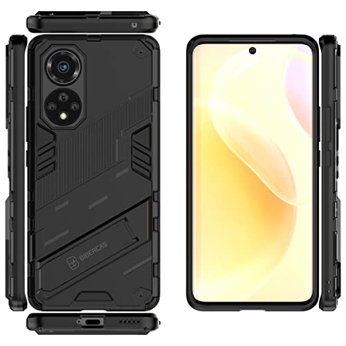 MOONCASE Case for Huawei Honor 50, Ultra Slim Soft Silicone TPU Bumper Rugged Back Shell Shock Absorption Case with Kickstand - Black