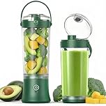 Frullatore portatile per frullati e smoothie,TOPESCT mini frullatore personale da 500 ml,ricaricabile tramite USB con 6 lame ultra affilate per viaggi,ufficio e sport(Verde nerastro)