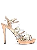  06 Milano Damen-Sandalen mit hohem Absatz und Plateau – Farbe mehrfarbig, Mehrfarbig - 1913 Snake Metal Rose Gold - Größe: 39 EU