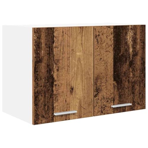 WRJENFSC Armoire suspendue pour cuisine, armoire de cuisine murale avec 2 portes, armoire murale moderne aspect bois vieilli et blanc, meuble de cuisine pour...