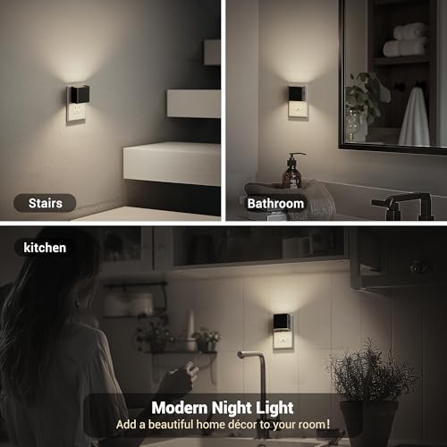 Image of JandCase Night Light, Automatic Night Lights Plug into Wall, 2 Pack Modern Night Lights with Auto Light Sensor, 5000K Brightness Adjustable Nightlight for Kids Bathroom Hallway Kitchen Bedroom Decor