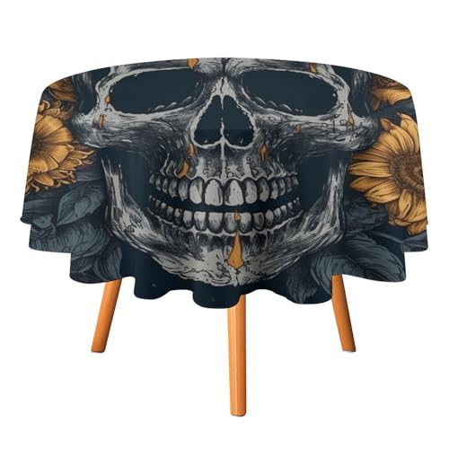 Nappe ronde lavable et durable tête de mort pour protection table - 3