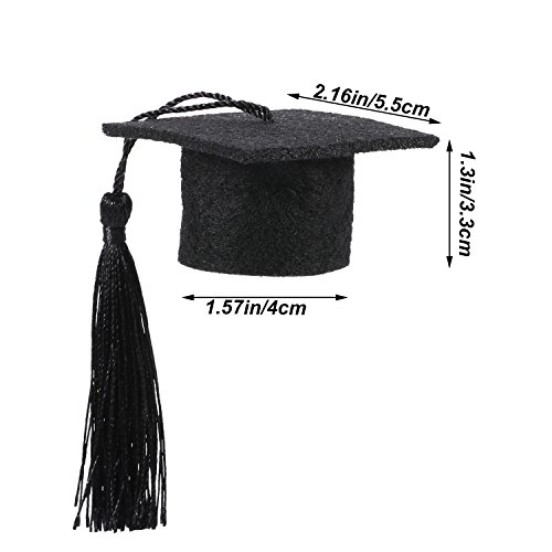 Hicarer 12 Pack 2023 Mini Graduation Caps With Tassels Grad Hat Cake Wine Bottle Toppers For Graduation Party Decorations (Black) #TOP5