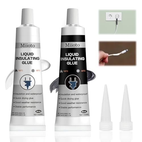 Miioto Liquid Electrical Tape, Cinta Aislante Liquida Negro, Aislante Electrico Liquido Blanco, Impermeable y Rápido de Aislar, Adecuado para Cables y Diversos Dispositivos Electrónicos - 100ml