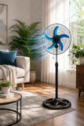 Sanayi Tipi 80W Güçlü Vantilatör 56cm Isı Yalıtımlı Motor 5 Pervaneli MPIA Ev Ofis Ayaklı Fan