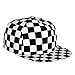 LOGMOR Black White Race Checkered Flag Pattern Flat Bill Hat, Unisex Snapback Baseball Cap Hip Hop Style Flat Visor Blank Adjustable