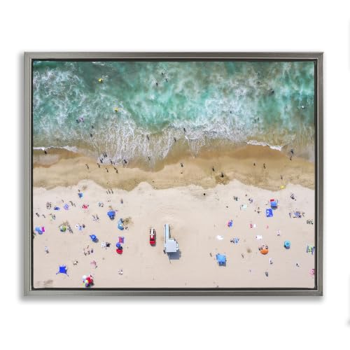 Aerial Summer Beach Seascape, 25 x 31 Inch Canvas in Floater Frame